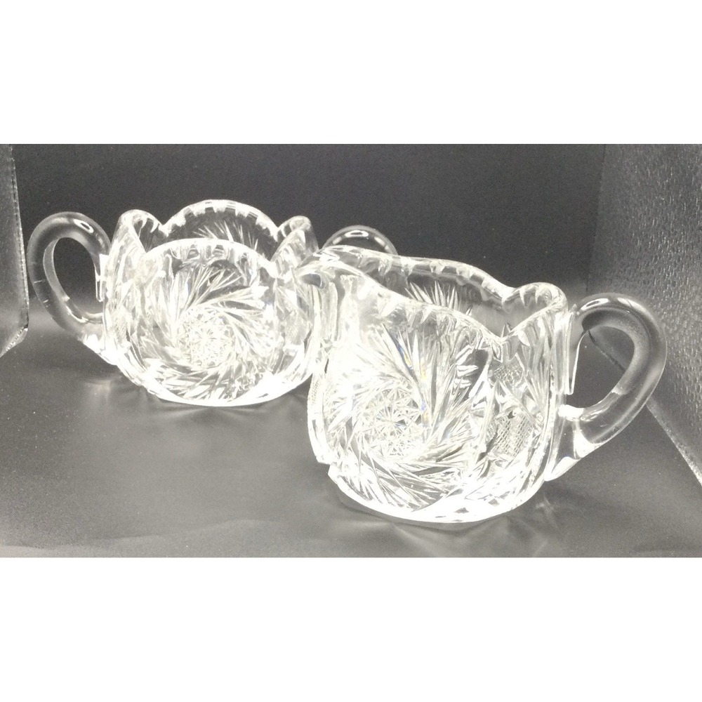 Vintage Brilliant Cut Crystal Sugar Bowl and Creamer Set